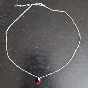 Love This Life fine silver plated necklace with red stone